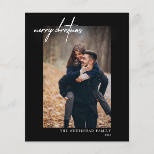 Cartão com fotos Preto de Natal Moderno e Feliz