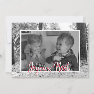 Cartão com fotos preto e branco de Natal Joyeux No