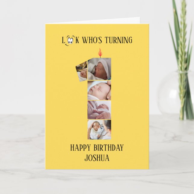 Cartão com fotos primeiro aniversario (Frente)