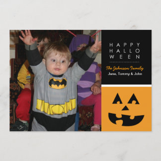 Cartão com fotos Pumpkin Quadrado Feliz de Hallowe