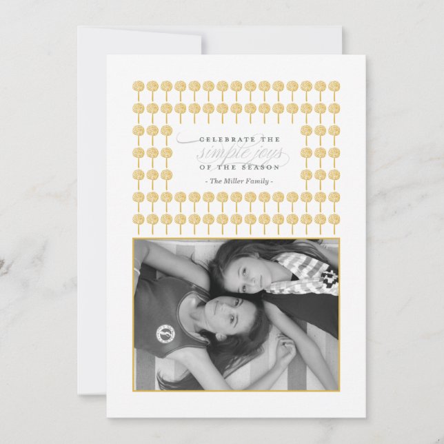 Cartão com fotos quadro 24KT do feriado do (Frente)