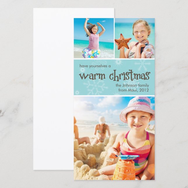 Cartão com fotos Quente de Natal Premium 4x8 (Frente/Verso)