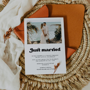 Cartão com fotos recem casados Na moda