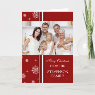 Cartão com fotos Red Felry Christmas Snowflakes