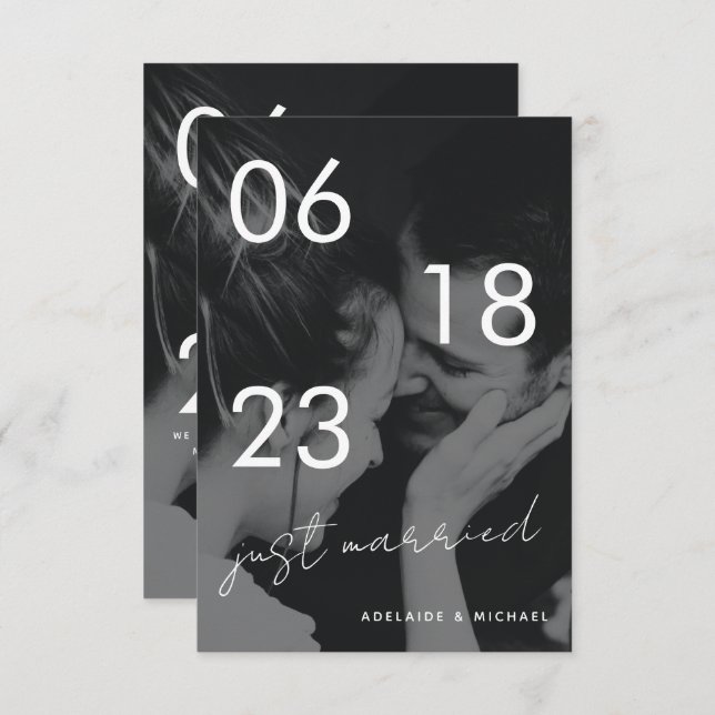 Cartão com fotos Romântico Elegante recem casados (Frente/Verso)