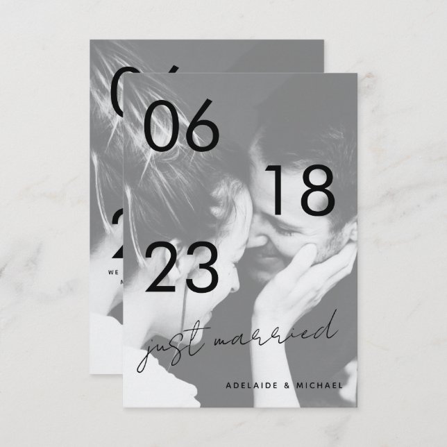 Cartão com fotos Romântico Elegante recem casados (Frente/Verso)