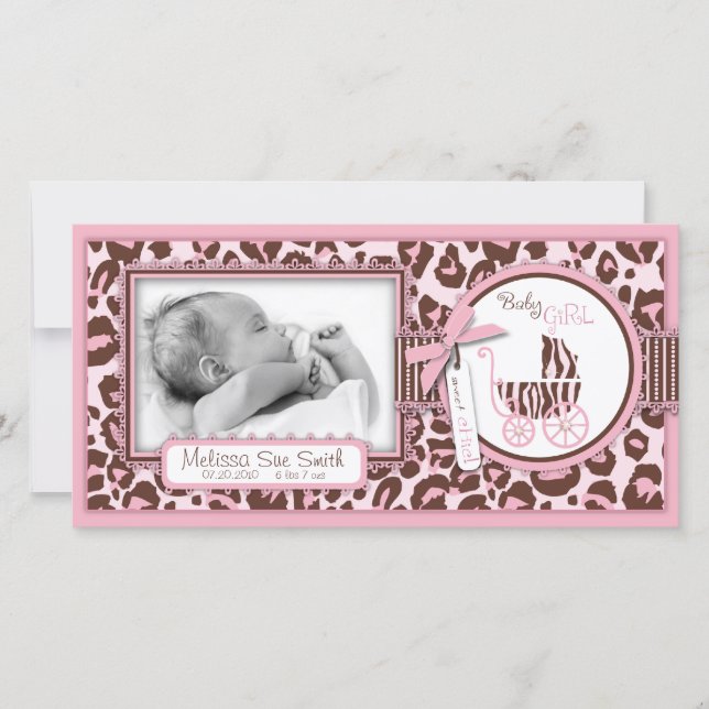 Cartão com fotos Rosa Cheetah Girl (Frente)