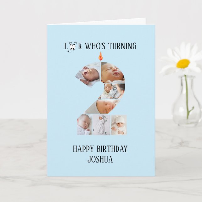 Cartão com fotos segundo aniversário (Planta pequena)