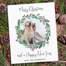 Cartão com fotos Verde Moderno de Natal do Orçamen