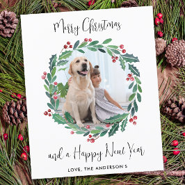 Cartão com fotos Verde Moderno de Natal do Orçamen