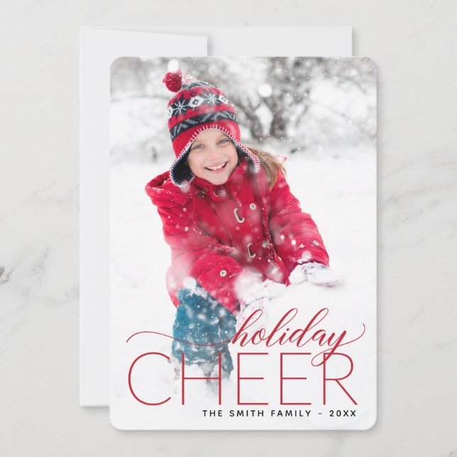 Cartão com fotos Vermelho Cheer Holiday (Frente)