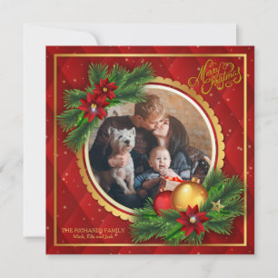 Cartão com fotos vermelho e Dourado de Argyle