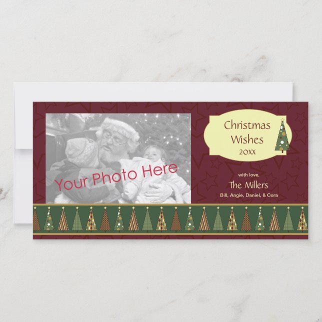 Cartão com fotos vermelho e verde acolhedor da (Frente)