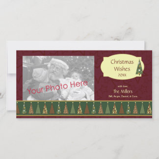 Cartão com fotos vermelho e verde acolhedor da