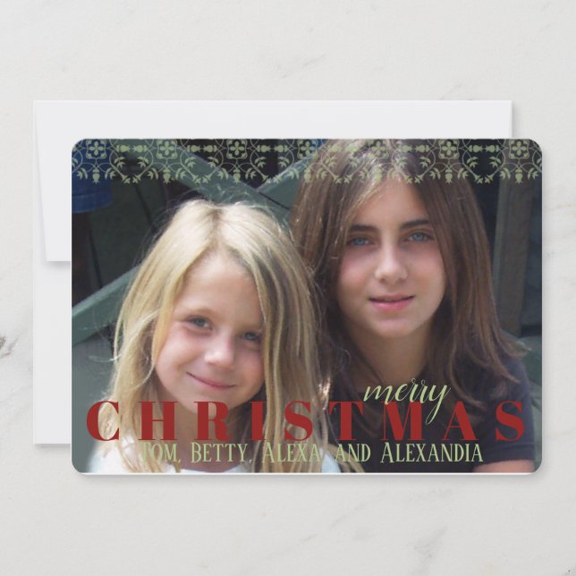 Cartão com fotos vermelho escuro Floco de neve dup (Frente)