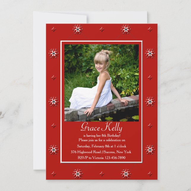 Cartão com fotos Vermelho Fiery (Frente)