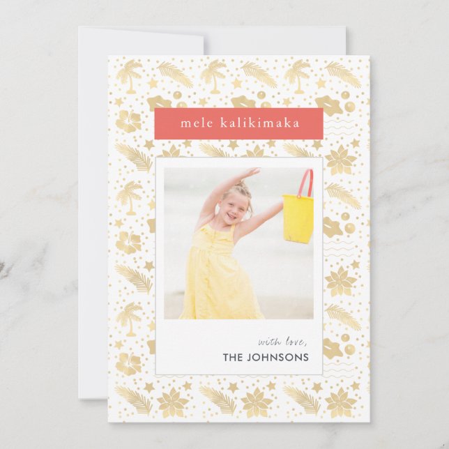 Cartão com fotos Vermelho Natal do Havaí Mele Kali (Frente)