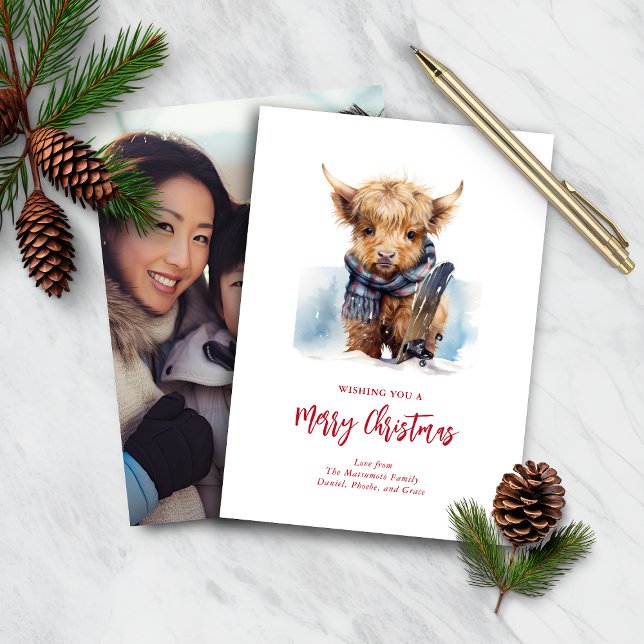 Cartão com fotos/Verso de Vaca do Planalto no Snow (Criador carregado)