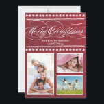 Cartão com fotos Vintage Red Chalkboard<br><div class="desc">Cartões de foto de Natal Red Chalkboard da Tipografia Moderna Vintage</div>