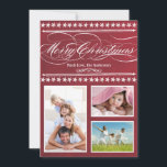 Cartão com fotos Vintage Red Chalkboard<br><div class="desc">Cartões de foto de Natal Red Chalkboard da Tipografia Moderna Vintage</div>