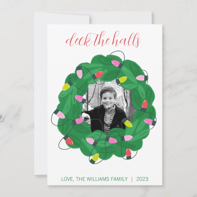 Cartão com fotos Wreath de Natal (Frente)