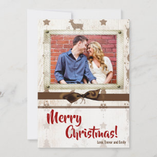 cartão com fotos XMAS Burlap de Natal 5 x 7