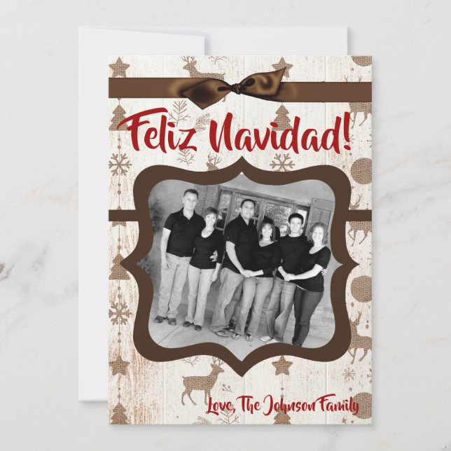 cartão com fotos XMAS Burlap de Natal 5 x 7 (Frente)