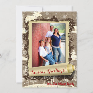 cartão com fotos XMAS Burlap de Natal 5 x 7