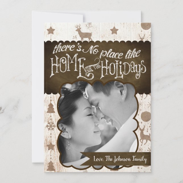 cartão com fotos XMAS Burlap de Natal 5 x 7 (Frente)