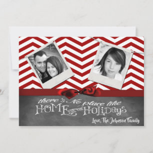 cartão com fotos XMAS de Natal Red Chevron Chalkbo