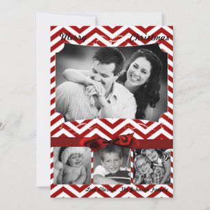 cartão com fotos XMAS de Natal Red Chevron Chalkbo