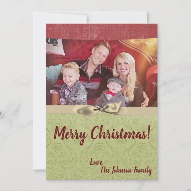 cartão com fotos XMAS verde de Tecido em faixa ver (Frente)