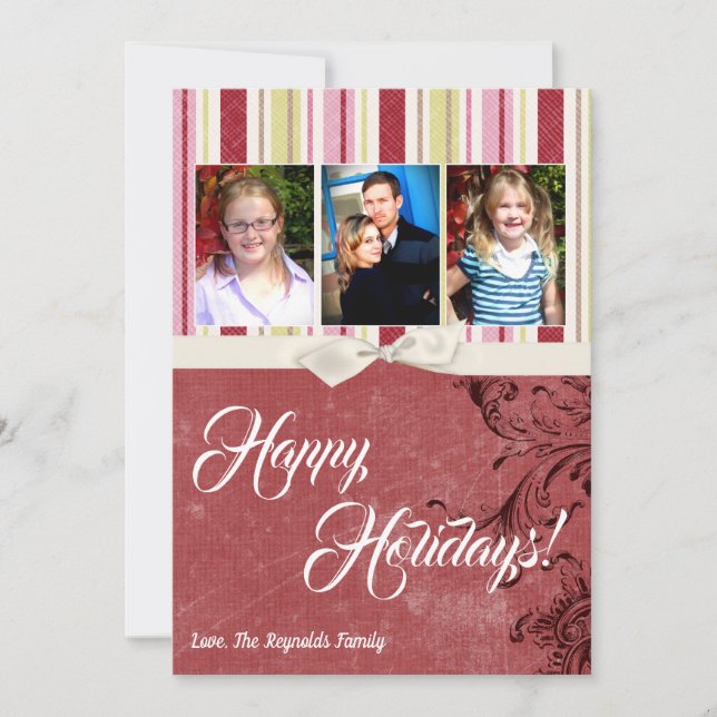 cartão com fotos XMAS verde de Tecido em faixa ver (Frente)