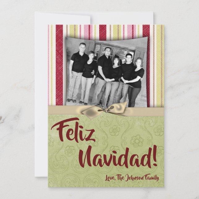 cartão com fotos XMAS verde de Tecido em faixa ver (Frente)