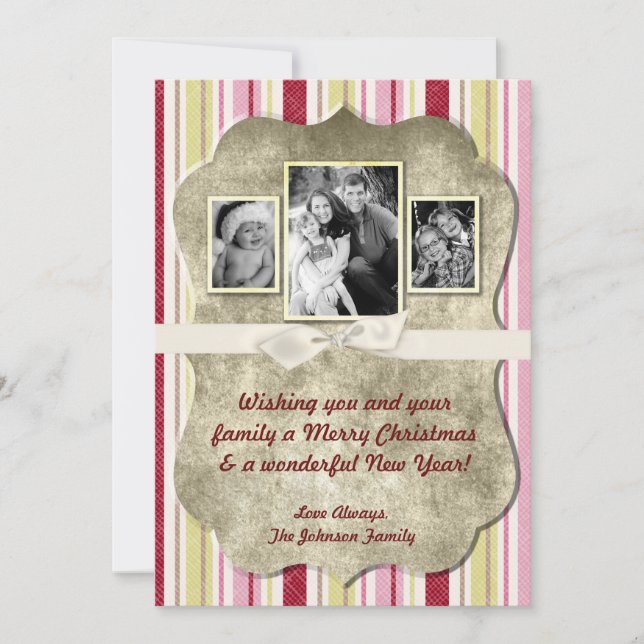 cartão com fotos XMAS verde de Tecido em faixa ver (Frente)