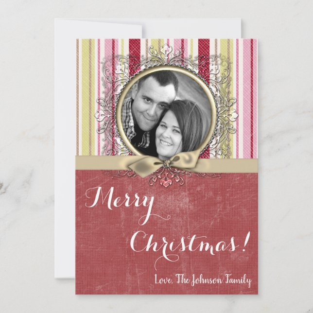 cartão com fotos XMAS verde de Tecido em faixa ver (Frente)