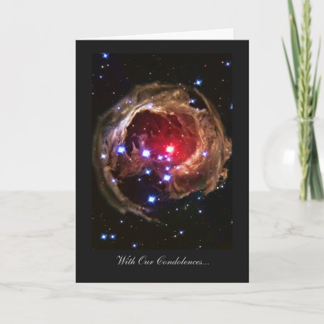 Cartão Com nossas condolências, Estrela Supergigante verm (Frente)