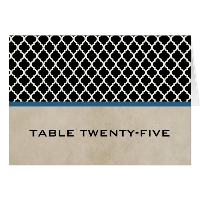 Cartão com Número de Tabela Quatrefoil Azul (Frente Horizontal)