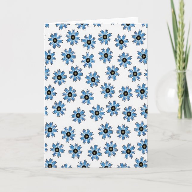 Cartão com Padrão Azul Floral (Frente)
