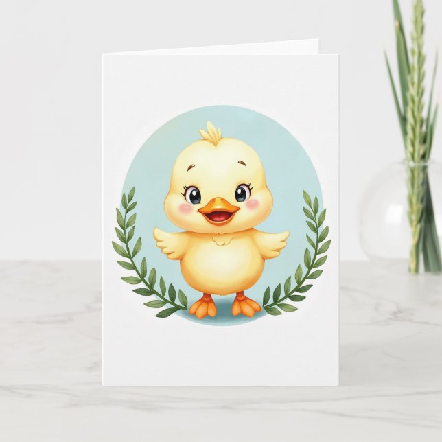 Cartão com Padrão de Círculo do Pássaro Amarelo (Frente)