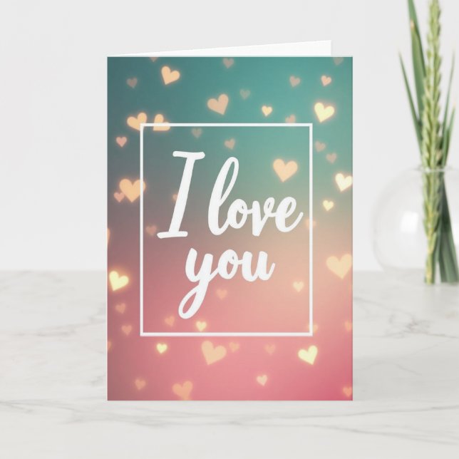 Cartão com Padrão de Coração de Amor Simples (Frente)