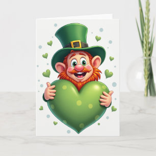 Cartão com Padrão de Coração de Leprechaun