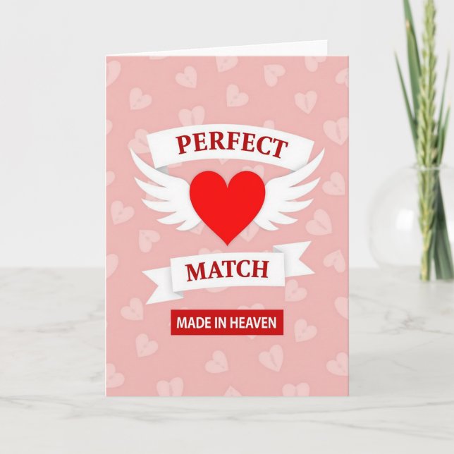 Cartão com Padrão de Corações Casal Perfeito (Frente)