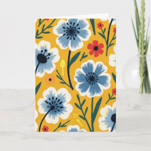 Cartão com Padrão Ocre Floral