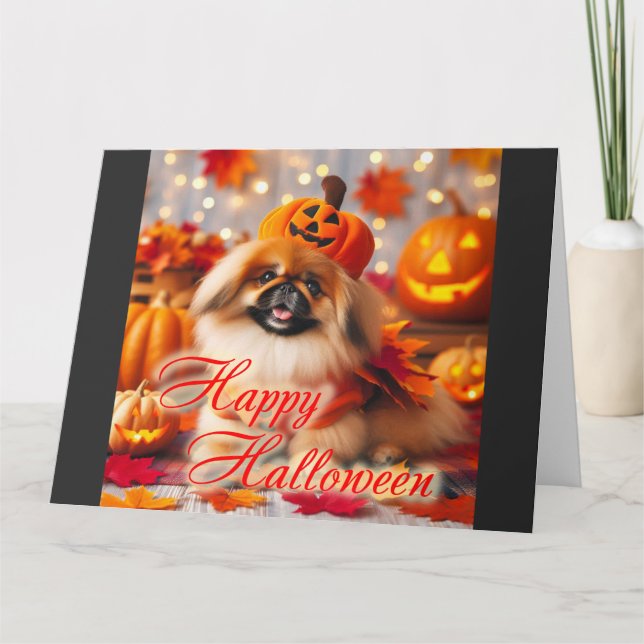 Cartão com um piquenês fofo (Frente)