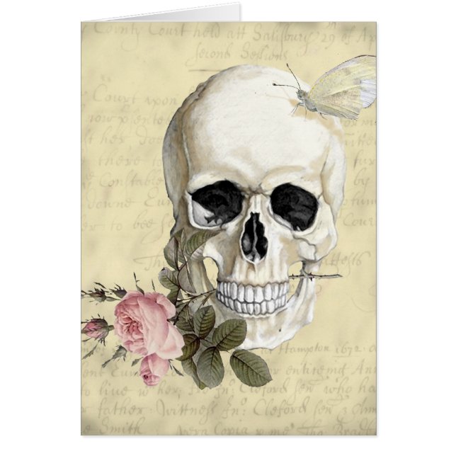 Cartão Com um rosa entre meus dentes (Frente)