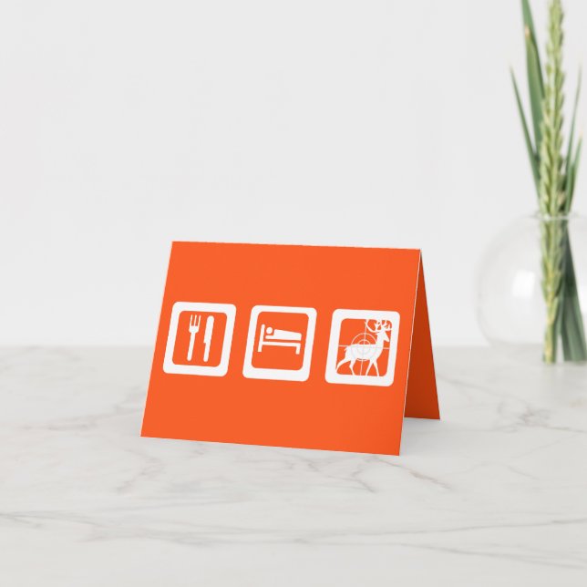 Cartão Coma a Caça do Sono Laranja e Branco (Frente)