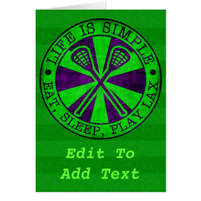 Cartão Coma, Dorme, Jogue Lacrosse (Frente)