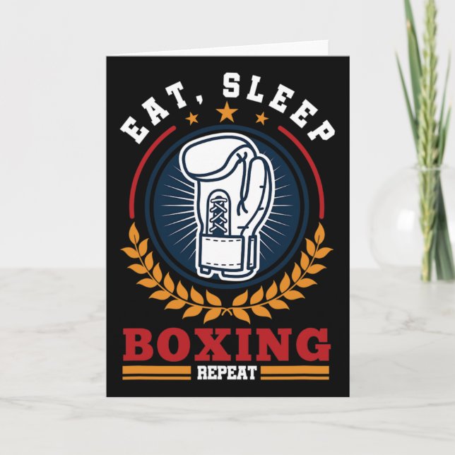 Cartão Coma Dormir Boxe Repetir Mma Kickboxing Boxeador  (Frente)