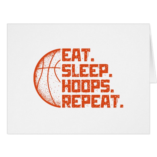 Cartão Coma Dormir Hoops Repetir Cotações Engraçadas de B (Frente horizontal)